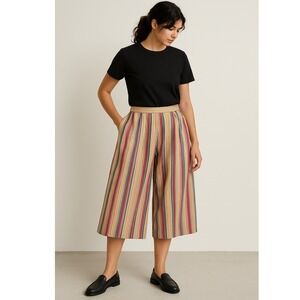 Vintage Striped Wide-Leg Culotte Pants – Size 2 Lagenlook boho cottagecore chic